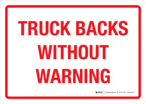 Truck Backs Without Warning Landscape - Wall Sign