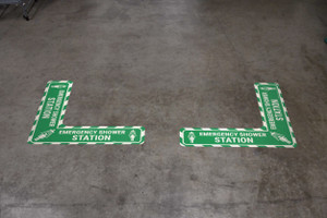 Emergency Shower Station - Floor Sign Corner