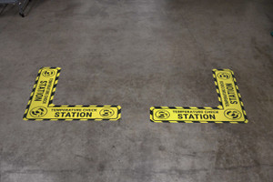 Temperature Check Station - Floor Sign Corner