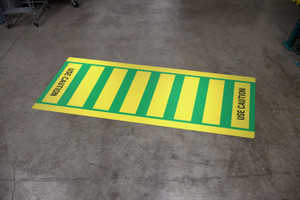 Use Caution Yellow/Green - Crosswalk Floor Sign