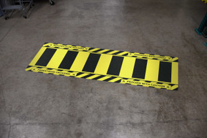Pedestrian Crossing - Proceed with Caution Black/Yellow - Crosswalk Floor Sign