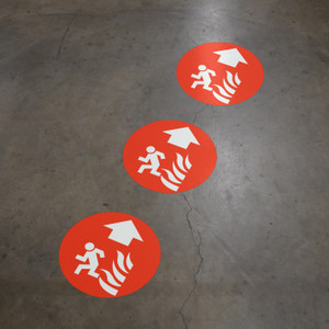 Fire Exit Wayfinding Floor Sign Dot
