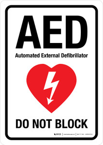 AED Do Not Block Portrait - Wall Sign
