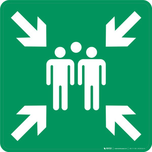 Green Muster Area with Icon Square - Floor Sign