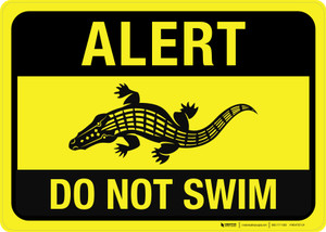 Alligator Alert - Do Not Swim with Icon Landscape - Wall Sign