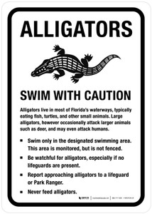 Alligators - Swim With Caution Landscape - Wall Sign