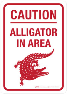 Caution: Alligator In Area with Icon Portrait - Wall Sign