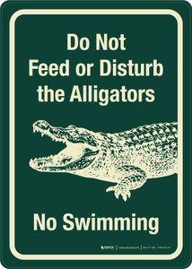 Do Not Feed or Disturb the Alligators - No Swimming Portrait - Wall Sign