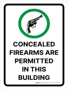 Concealed Firearms Are Permitted In This Building with Icon Portrait - Wall Sign