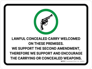 Lawful Concealed Carry Welcomed On These Premises Landscape - Wall Sign