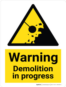 Warning: Demolition in Progress Landscape - Wall Sign