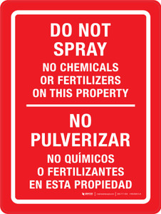 Do Not Spray - No Chemicals Or Fertilizers On This Property Bilingual Spanish Portrait - Wall Sign