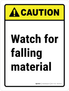 Caution: ANSI Watch For Falling Material Portrait - Wall Sign