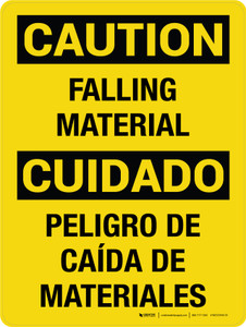 Caution: Falling Material Bilingual Spanish - Wall Sign
