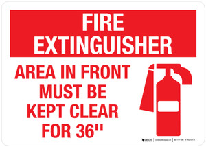 Fire Extinguisher: Area In Front Must Be Kept Clear For 36 Inches with Icon Landscape - Wall Sign