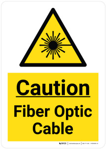 Caution Fiber Optic Cable Hazard Icon Portrait - Wall Sign