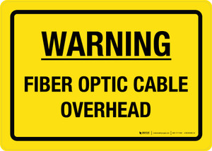 Warning: Fiber Optic Cable Overhead Landscape - Wall Sign