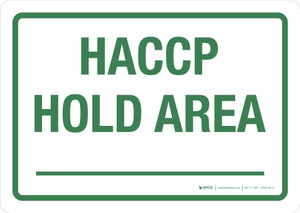 HACCP Hold Area Landscape - Wall Sign