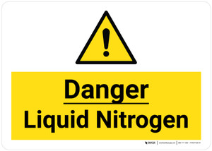 Danger: Liquid Nitrogen Hazard Icon Landscape - Wall Sign
