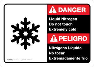 Danger: Liquid Nitrogen Do Not Touch Extemely Cold - Bilingual Spanish - Wall Sign Danger: Liquid Nitrogen Do Not Touch Extemely Cold - Bilingual Spanish - Wall Sign