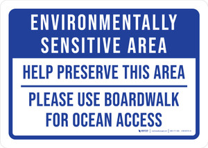 Environmentally Sensitive Area: Help Preserve This Area Please Use Boardwalk For Ocean Access Landscape - Wall Sign