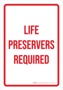 Life Preservers Required Portrait - Wall Sign
