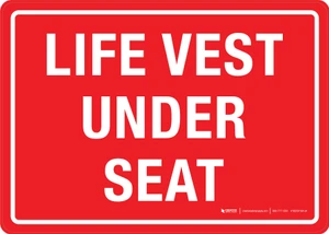 Life Vest Under Seat Landscape - Wall Sign