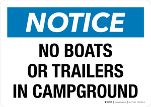 Notice: No Boats Or Trailers In Campground Landscape - Wall Sign