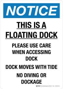 Notice: This Is A Floating Dock Please Use Care When Accessing Dock Portrait - Wall Sign