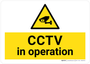 CCTV In Operation with Hazard Icon Landscape - Wall Sign