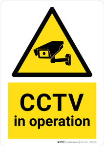 CCTV In Operation with Hazard Icon Portrait - Wall Sign
