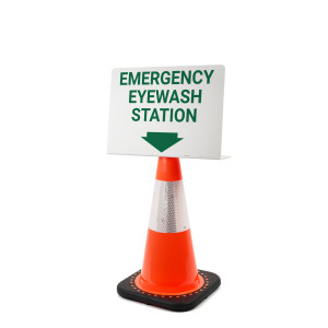 Emergency Eyewash Station Arrow Down Landscape - Single-Sided Cone Signs