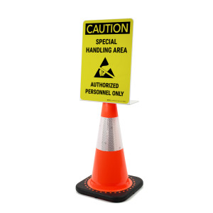 Caution: Special Handling Area with Icon - Authorized Personnel Only with Icon Portrait - Single-Sided Cone Signs