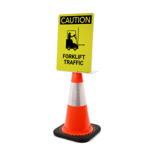Caution: Forklift Traffic wih Icon Portrait - Single-Sided Cone Signs