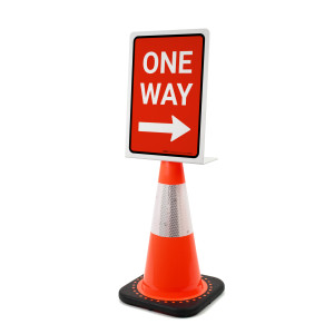 One Way Red with Right Arrow Portrait - Single-Sided Cone Signs One Way Red with Right Arrow Portrait - Single-Sided Cone Signs