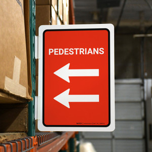 Pedestrians Two Arrows Left Portrait - Rack Mounted Sign