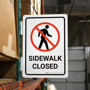 Sidewalk Closed with Icon Portrait - Rack Mounted Sign