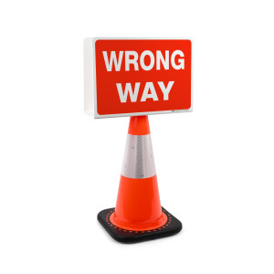 Wrong Way Landscape - Double-Sided Cone Sign