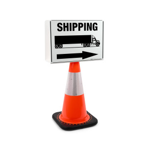 Shipping Arrow Right with Truck Icon Landscape - Double-Sided Cone Sign