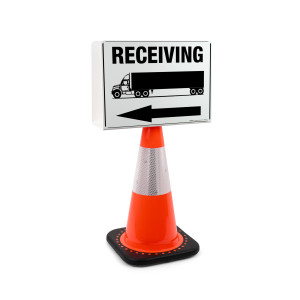 Shipping Arrow Left with Truck Icon Landscape - Double-Sided Cone Sign