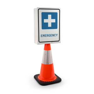 Emergency with First Aid Symbol Portrait - Double-Sided Cone Sign