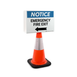Notice: Elevator Arrow Left Landscape - Double-Sided Cone Sign