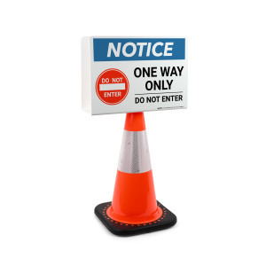 Notice: One Way Only - Do Not Enter Landscape - Double-Sided Cone Sign