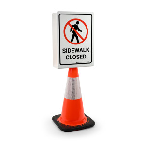 Sidewalk Closed with Icon Portrait - Double-Sided Cone Sign