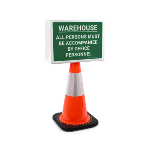 Warehouse: All Persons Must Be Accompanied By Office Personnel Landscape - Double-Sided Cone Sign