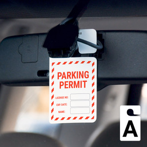 Parking Permit with Hazards - License No/Exp Date/Name - Car Permit Parking Tag