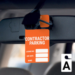 Contractor Parking - License No/Exp Date/Name - Car Permit Parking Tag