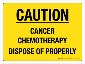 Caution - Cancer Chemotherapy Dispose Of Properly Landscape - Wall Sign