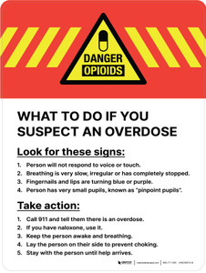Danger Opioids - What To Do If You Suspect An Overdose Portrait - Wall Sign