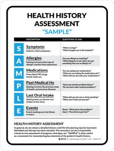 Health History Assessment "SAMPLE" Portrait - Wall Sign